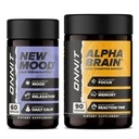 ONNIT Premium Alpha Brain Bundle - Nootropic Brain Suplement (90 Count) for Focus, Concentration & Memory + New Mood Supplemen Stress Relief, Sleep and Mood (60 Count)