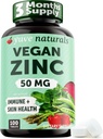 Yuve Vegan Zinc 50 mg - Gluconate Zinc untuk dukungan Imune dan Skin - Gluten Free, Non GMO, Plant Based - 100 Easy to Swallow Tablet