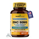 Sandhu Herbals Zinc 50mg Supplement for Men & Women Aff14; High Absorpsi Zinc Monometionine Complex 60 Capsules 124; Suplemen Imune, Acne & Antioxidant Dukungan Alag4; Vegetarian