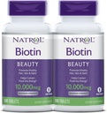 Natrol Biotin Beauty Tablet, Promotes Heally Hair, Skin and Nails, Bantuan Energi Metabolisme, Membantu Mengkonversi Makanan Ke Energi, Maksimum Kekuatan, 10,000mcg, 100 Count (Paket 2)