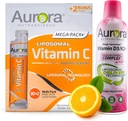 Aurora Nutrascience Mega Lipomal Vitamin C 32 Pack + Vitamin D3 / K2 Bottle Bundle - Supplemen Immune Dukungan & Kognitive Kesehatan - 32 Hamba Masing-masing