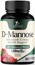 D-Mannose Supplemen 1.350 mg dengan Cranberry & Hibiscus - Effective Fast- Acting, Flush The Impruities for Natural Bladder, Urinary Tract Health Support, for Women, Non-GMO, Vegan, 60 Capsules