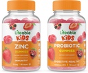 Lifeable Zinc Kids + Progories 5 Milyar Kid, Gummies Bundle - Great Tasting, Vitamin Suplemen, Gluten Free, GMO Free, Chewable Gummy