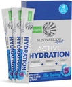 Sunwarrior Hidration Powder Electrolyte Pawder B12 Elderberry 124; Blue Raspberry Flavored 18 Stick Packs 126g Pouch 124; Vegan dan Pembangkit Sugar Free