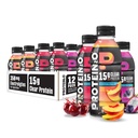 Protein 2o Hidration Drink - 2-in- 1 Liquid Clear Whey Protein Isolate dan Electrolite Drink - 15g Protein, Vitamin B5, B6 - Posting-Workout Recovery - 16.9 Fl Oz - 12 Count Flavor Fusion Variety