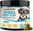 EagouDiary Salmon Oil Chews for Dogs, Omega 3 Skin & Coat for Dogs & DHA Fatty Acids, Angelica, Methionine, Vitamins, Minchy Skin & Allergy Relief (120Ct)