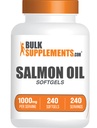 Suffement BulkSuplements.com Salmon Oil Softgels - Omega 3 Suplemen, Suplemen Salmon Liar Salmon Salmon - 10000mg, Gluten Bebas, 1 Softgel per Serving, 240 Count (Paket 1)