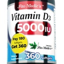 Lab FITO MEDIC - Vitamin d - 5000 IU dari - Vitamin d3- 360 Softgels - Vitamin d3 5.000 iu - untuk Bone, Teeth, Muscle and Imune Health Dukung, Ultra tinggi Absorpsi, Gibina d3.