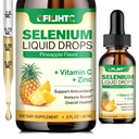 Selenium Liquid Drops, 200mcg Liquid Selenium Suplemen dengan Vitamin C & Zinc, Dukungan untuk Sistem Imune, Antioksidant & Heart Health, Absorpsi Tinggi, Pineapple Flavor, 2 Fl Oz