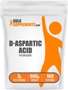 BulkSuplements.com D-Aspartic Acid Powder - D-Aspartic Acid Suplement for Men, Unflashed Amino Aminid - Pure & Gluten Free, 3g per Serving, 500g (1.1 lbs) (Paket 1)