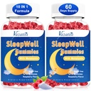 Tidur Gummies untuk Dewasa dan Anak-anak - Sugar Free Melonalin Gummies dengan Magnesium, L- Theanine, Vitamin B12, Vegan - Raspberry Flavored, 120 Cts
