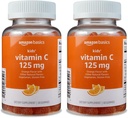 Basics Kids 'Vitamin C 125mg Gummies, Orange, 60 Count, Immune Health, 2 Pasokan Bulan (sebelumnya Solimo) (Paket 2)