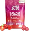 Creapure per Serving - Vegan - Otot Boost Kekuatan, Endurance, Pemulihan & Mental Fokus - 90 Gummies, Gluten- Free (Strawberry)