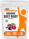 BulkSuppliments.com Organic Beet Root Powder - Superfood Suplemen, Beet Root Suplemen - Vegan & Gluten Bebas, 3.5g per Serving, 100g (3.5 oz) (Paket 1)