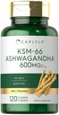 Carlyle KSM-66 Ashwagandha 600mg 124; 120 Caplets 124; Ekstraksi dengan L- Theanine 124; Vegan, Non- GMO, Gluten Bebas
