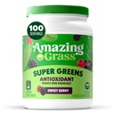 Amazing Grass Greens Superfood Antioksidant: Greens Powder with Organic Spirulina, Beet Root Powder, Elderberry & Progrenes, Sweet Berry, 100 Servis (Packaging May Wary)