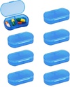 Pocket Penyelenggara Kasus 8PCS Pil Pill Kecil, Kontainer Daily AM & PM, Obat-obatan Holder, Ideal untuk Obat-obatan, Vitamin, Tambahan, Sempurna untuk Perjalanan, Ideal untuk Purse (Biru)