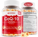 Sugar Free CoQ10 Filled Gummies 250MG, Coenzim Q10 w / Magnesium Glycinate, Niacin No- Flush Vitamin B3, E & Folic Acid, High Absorpsi CoQ10 untuk head-