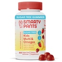 Anak-anak SmartyPants Multivitamin, Sugar Free: Omega 3 (ALA), Vitamin D3, C, Vitamin B12, B6, A, K & Zinc untuk Dukungan Imune, Biotin, Erythritol Free, Strawberry Banana, 44 Count (22 Hari Suppply)