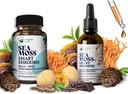 Brain Superfood Bundle - Organic Sea Moss & Smart Shroom, Capsules and Liquid Drops Bundle, Organic Irish Seamoss dan 7 Adaptogenic Suplemen untuk Memori dan Fokus. Cair Drops in Chocolate Flavor