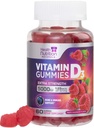 Vitamin D3 Gummies 5.000 IU (125 mcg) - Pendukung Tulang Triple dan Immune, Vitamin D Gummy Suplemen Diet, Diet Alam Berry D Vitamin Suplemen, Raspberry Flavored, Tidak-GMO 60