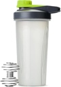 Tuan Pen- Botol Shaker untuk Campuran Protein dengan Kap Twist, 28 oz, Gray / Green, Protein Shake dengan Wire Whilk Ball
