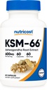 Nutricost KSM-66 Ashwagandha Root Extract 600mg, 60 Vevgie Caps - 5% Withanolides - dengan BioPerine - Full- Spectrum Root Extract