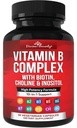 Kompleks Super B Divine - Semua B Vitamin termasuk B12, B1, B2, B3, B5, B6, B9, B9, Akid Folic - Vitamin B Tambahan - Dukung Metabolisme Energi Healthy - 90 Vegetarian