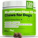 15 miligram Deley dalam 1 Multivitamin for Dogs - Persediaan Vitamin dan Suplemen Anjing Lengkap untuk Dukungan Imune, Gabungan, Skin, Divalry, Heart & Overall Kesehatan - Suplemen Multifungsi Harian - 120 Chews