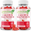 Kalsium Magnesium Zinc Gummies dengan absorpsi Tinggi Magnesium 300mg, Tambahan Kalsium dengan D3 untuk Bone, Muscles & Imune Dukungan untuk Anak-anak & Dewasa, Strawberry Flavor, 120 Count