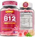 Metil B12 Gummies 5000 mcg / 10.000 mcg w / L-Methylfolat, B6, Lion 's Mane Mushroom, CoQ10, PQQ, Magnesium Glycinate, Extra Kekuatan Liposomal Vitamin B12 Complex, Fokus, Otak & kekebalan 1Pack
