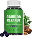 Candida Cleanse, Candida dan Detox Dukung Gummies, 10-in- 1 Advanced Formula dengan Black Walnut, PAU D 'Arco & Wormwood, Non-GMO 60 Gummies