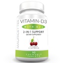 Mauricettes Chewable Vitamin D3 dengan K2 - 2 - 2 - 1 Bone & Heart Health Support - Ammune Booster - Natural Cherry Flavor - 90 Tablet untuk Dewasa & Anak
