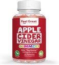 Feel Great Vitamin Apple Cider Vinegar Gummies - ACV with The Mother for Digetical Dull & Daily Wellness - Vegan, Non-GMO, 60 Gummies