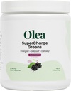 Olea Supercharge Greens - Bloat Relief & Clean Energy Support - Yerba Mate + Progories + Digetical Enzymes + Fiber - No Sugar Added - Gut Health Greens Drinch for Daily Diatles