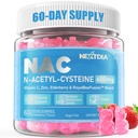 Nextdia NAC Gummies for Kids & Dewas, Chewable N-Acetyl Cysteine Suplement 600mg 100mg w / Vitamin C, Zinc, Elderberry for Antioksidants & Imune Support, Lung & Liver Health, Sugar Free, 120 Ct