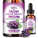 Tambahan Besi Liquid untuk Perempuan, Pria & Kids - Liquid Iron Drops dengan Floid, Vitamin C, B6, B12 untuk Anemia, Red Blood Cell, Dukungan Energi - Grape Flavor, 2 Fl Oz