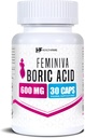Healtfare Feminiva Boric Acid Vaginal Suppotory 124; 30 Count 124; 600mg 124; Intimate Health Support: 124; 100% Murni 124; Dibuat di USA