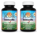 Yerba Prima Great Plains Bentonite Clay Caps Plus Herbal Detox (Pack of 2) - Food Grade - Liver & Colon Cleanse Suplemen Capsules