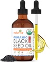 USDA Black Cumin Seed Oil Organic - Nigella Sativa Black Seed Oil Organik Dingin Menekan & Unsoured di Glass Bottle - Vegan, Non-GMO Blackseed Nails & Hair Growth Oil (4 fl oz)