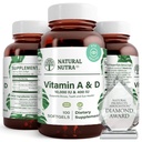 Natural Nutra Vitamin A dan D, Mendukung Kesehatan Bone & Enhance Eye, Memroses Gigi Kuat, Meningkatkan Vitalitas, Sumber dari Cod Liver Oil, Supports Overall Health, 10000IU / 4000IU, 100 Softgeels