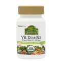 Natures Plus Source of Life Garden D3 & K2-60 Vegan Capsules - Promotes Bone Duck, Immune Fungsi, Kesehatan Kardiovaskular & Mood Keseimbangan - Vegan, Gluten Free - 60 Servings