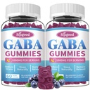 2 Pack GABA Gummies for Adules, Relaxation, Zzz & Mood - Sugar-Free Calm Gummies with L-Theanine, 5- HTP, Vitamin D3 - Natural Zzz Dukungan, GABA Suplemen untuk Anak-anak, 120 Cacah