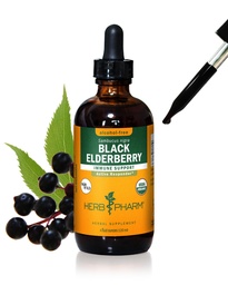 Herb Pharm Certified Organic Black Elderberry Liquid Extract for Imune System Support, Alcohol- Free Glycerite, 4 Ounce