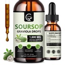 (2 Kemas) Soursop Graviola Liquid Drops 1800mg, 98% Absorpsi Soursop Bitters Liquid for Cell Dukungan & Regeneration, Imune Boost, Relax, Liver and Sleep, Herbal Good, Gluten Free, 1 Fl Oz