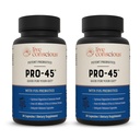 Live Conscious PRO45: Probiotic Formula, 45 Milyar CFU, 11 strain komprehensif. Dairy Free. Promoses Imune and Digetical Health. 60 Capsules (2-Pack)