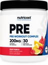 Nutricost Pre-Workout Powder (30 Servis, Fruit Punch) - dengan Beta-Alanine, Taurine & Amino Acids
