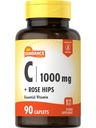 Sundance Vitamin C 100mg dengan Rose HIPS 124; 90 Vegetarian Caplets 124; EstivenVitamin 124; Vegetarian, Non- GMO, dan Gluten Free Supplemen