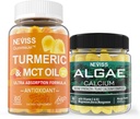 NEVISS Sugar Free Turmeric Curcumin Gummies + Marine Algae Kalsium Suplemen 600mg, Absorpsi Tinggi, Vegan