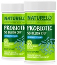 Produksi NATURELO untuk Kesehatan Digetical - 50 Milyar CFU, 11 Strains, Daily Use Suplement Suplement - Boosts Immune System, Delayed Rilis, No- Fridge, 60 Vegetarian Capsules (Paket 2)
